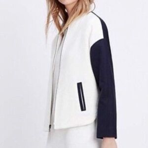 Vince Womens Cotton Knit Colorblock Bomber Jacket